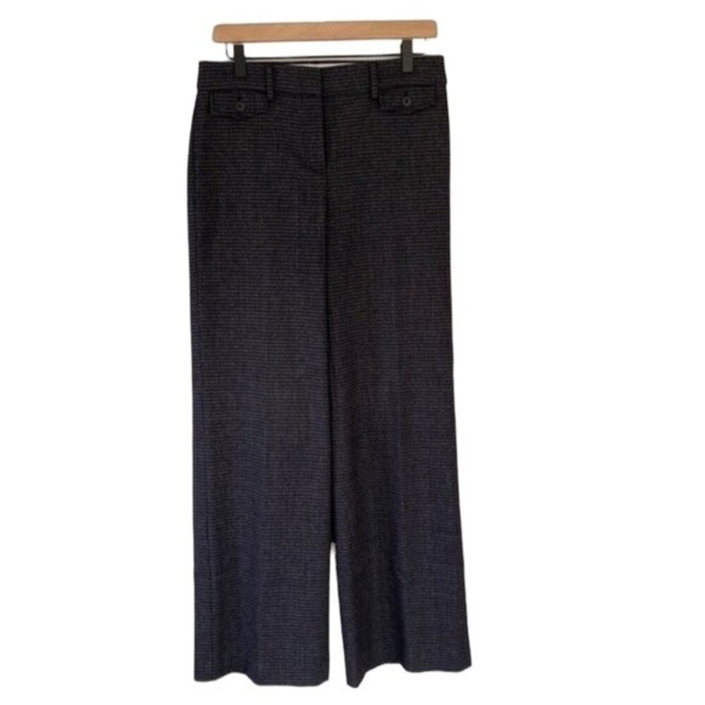 Loft Houndstooth High Waist Straight Wide Leg Trousers Soft Stretchy Academy
